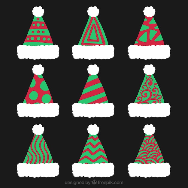 Set de gorros de santa claus modernos