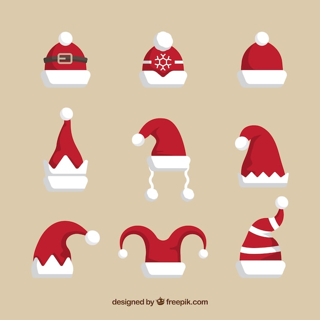 Vector gratuito set de gorros de santa claus