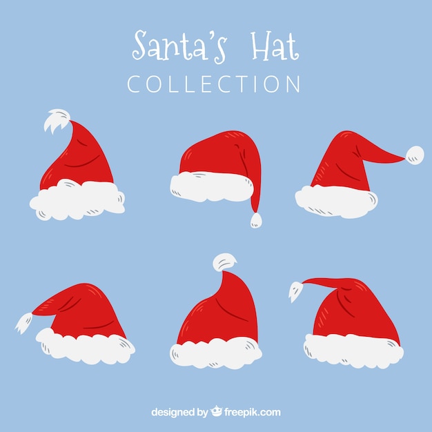 Vector gratuito set de gorros de santa claus