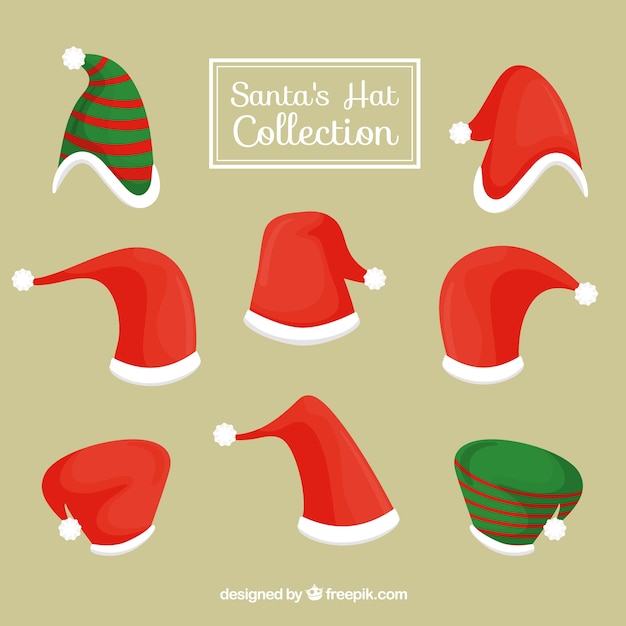 Vector gratuito set de gorros de santa claus