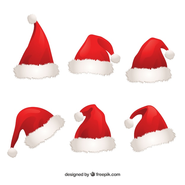 Vector gratuito set de gorros de santa claus