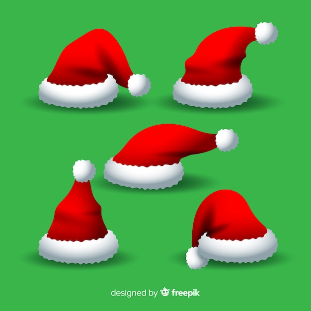 Vector gratuito set de gorros de santa claus