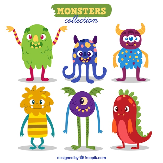 Set de graciosos personajes de monstruos