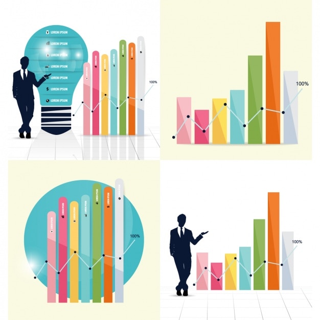 Vector gratuito set de gráficas de barras infográficas