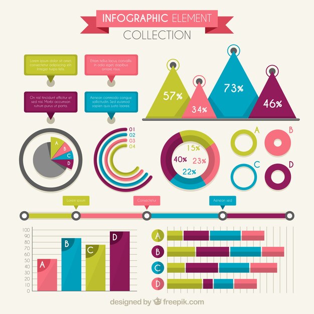 Set de gráficos infográficos coloridos