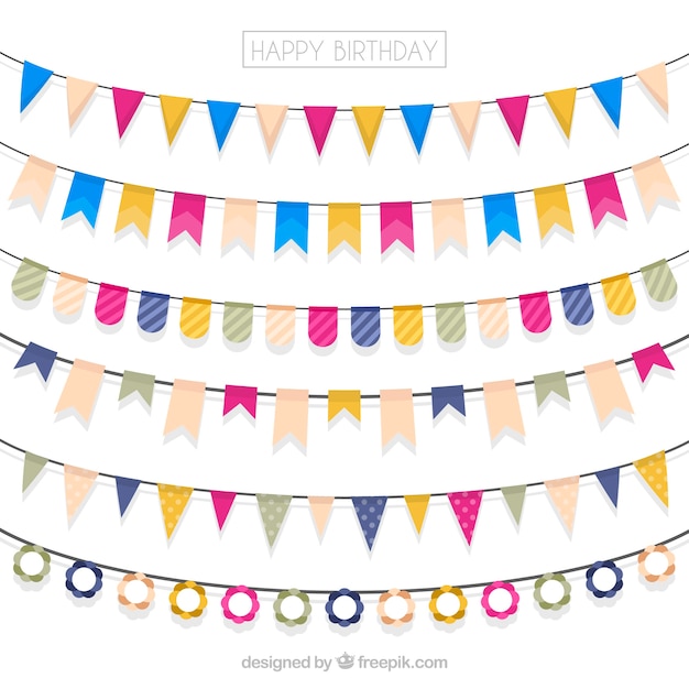 Set de guirnaldas de colores de feliz cumpleaños