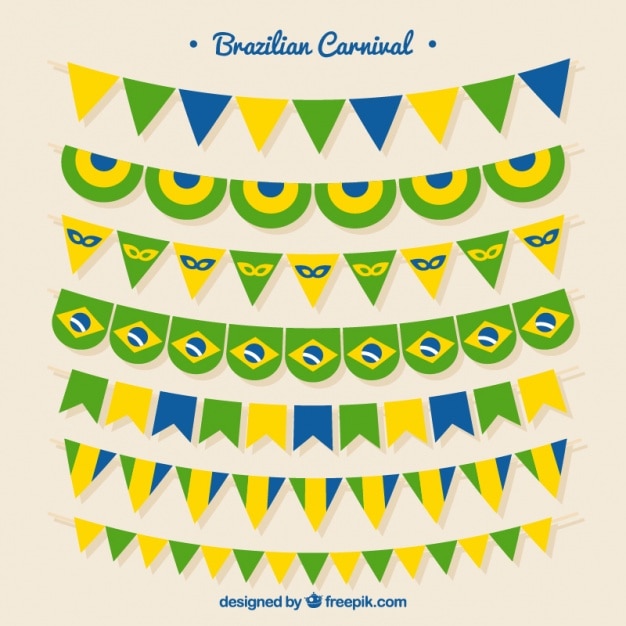 Vector gratuito set de guirnaldas decorativas en diseño plano