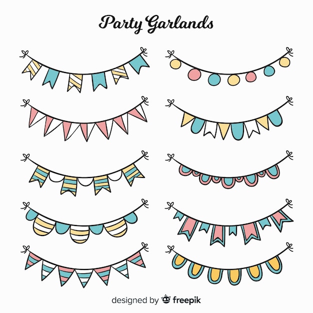 Set guirnaldas fiesta dibujada a mano