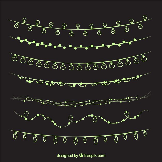 Set de guirnaldas de luces dibujadas a mano 