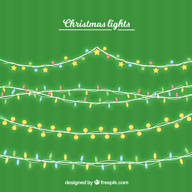 Vector gratuito set de guirnaldas de luces de navidad