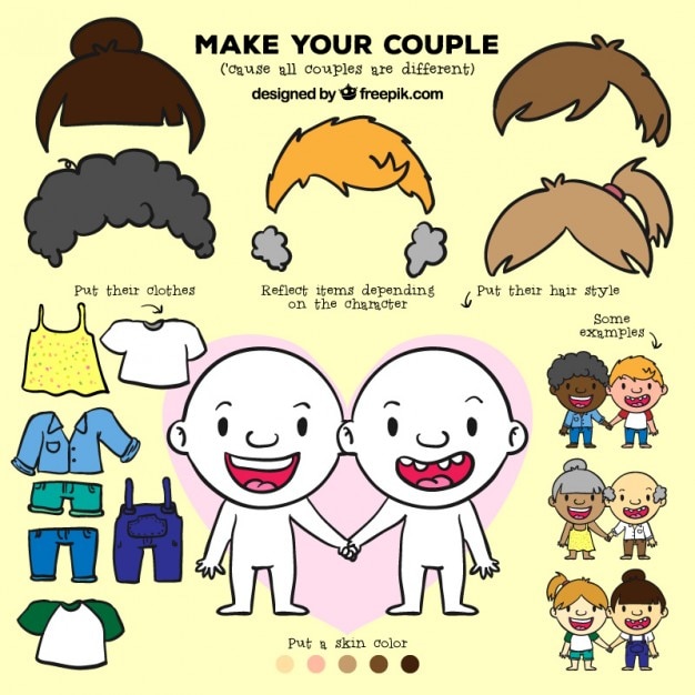 Vector gratuito set haz tu pareja