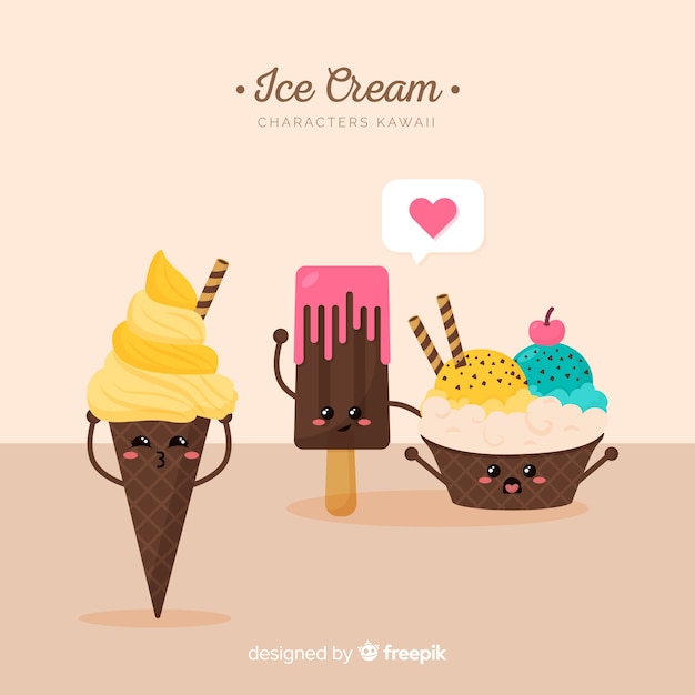 Set de helados de estilo kawaii