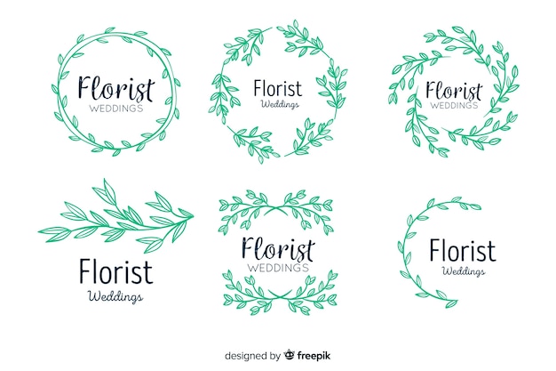 Vector gratuito set de hermosos y elegantes logos o logotipos para bodas o floristerías