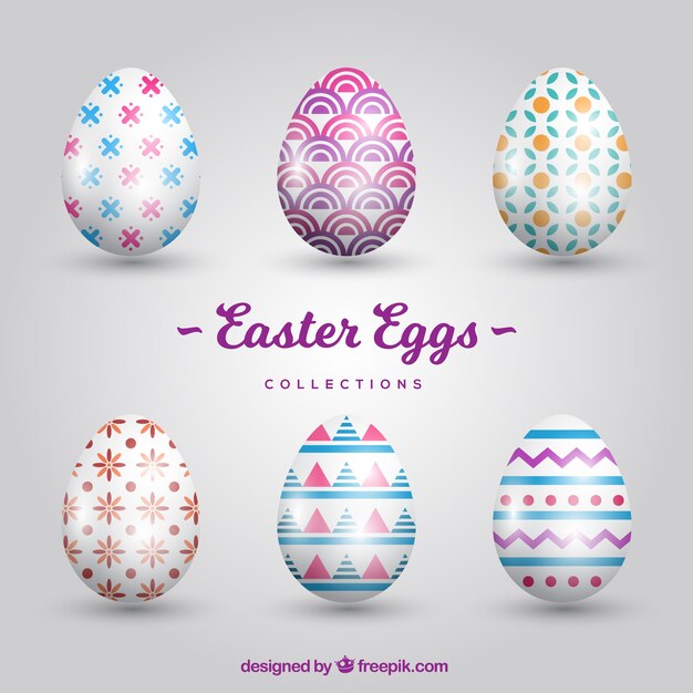 Vector gratuito set de huevos de pascua en estilo realista