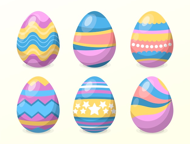 Vector gratuito set de huevos de pascua plano