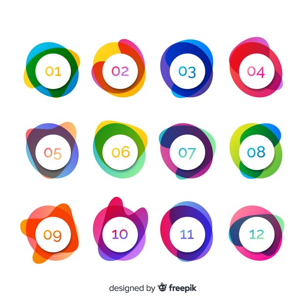Set de iconos abstractos y coloridos