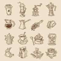 Vector gratuito set de iconos de café de café