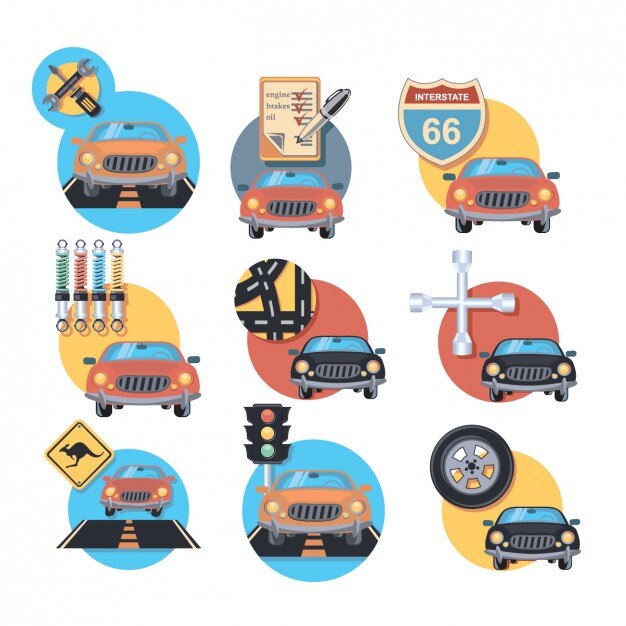 Vector gratuito set de iconos de coches