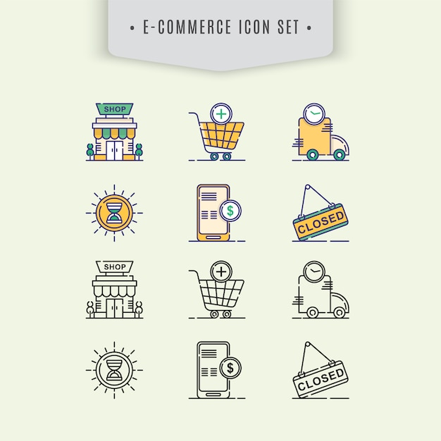 Set de iconos de comercio en línea