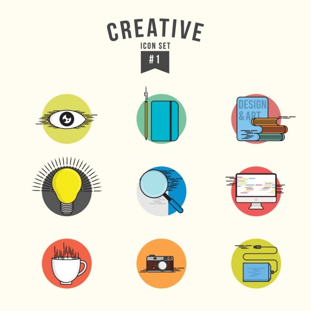 Vector gratuito set de iconos de creatividad