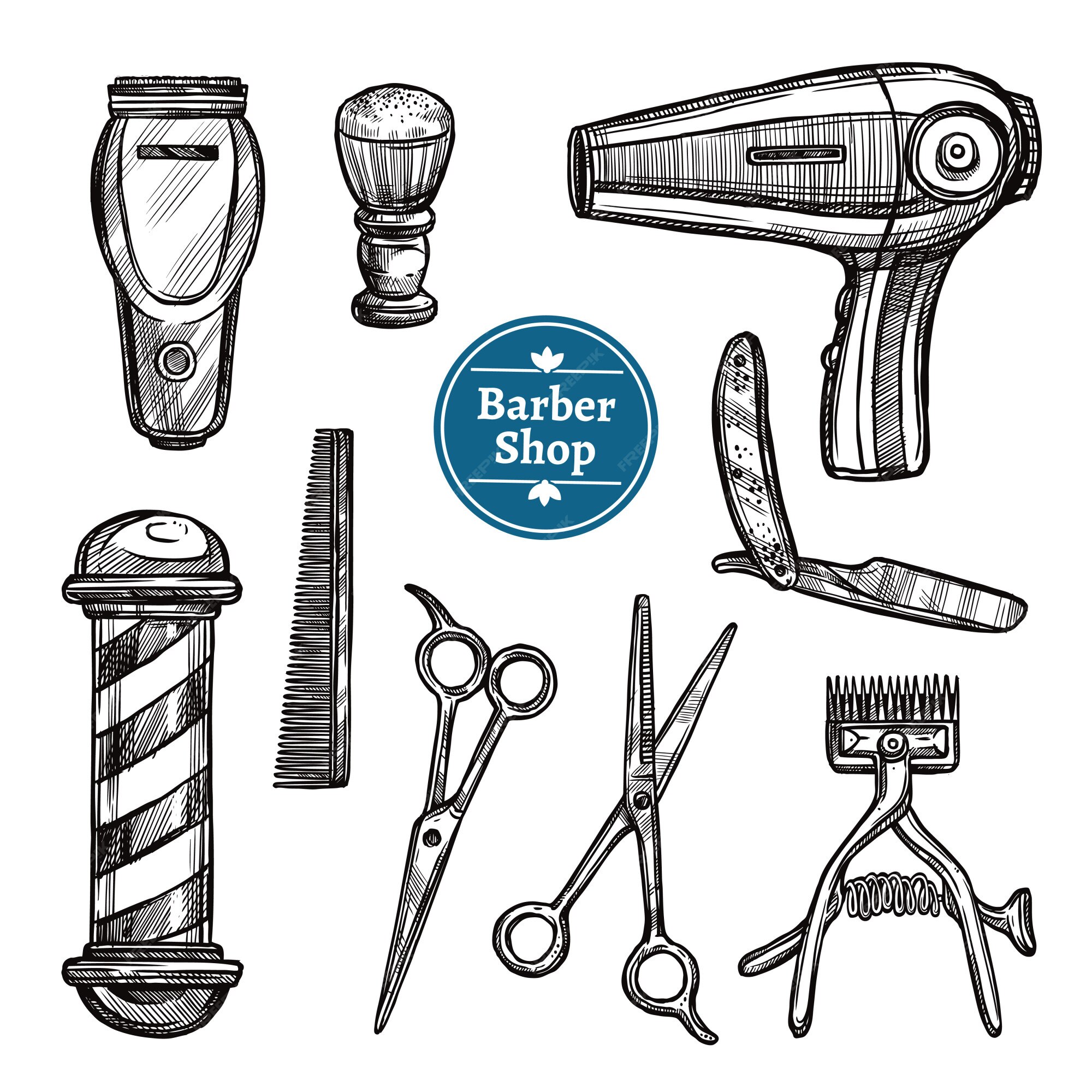 Set de iconos de dibujo doodle barber shop | Vector Gratis