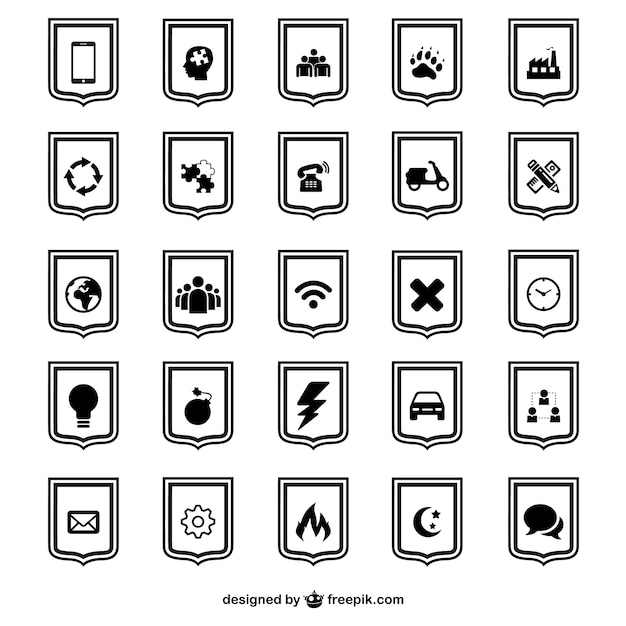 Vector gratuito set de iconos en escudos