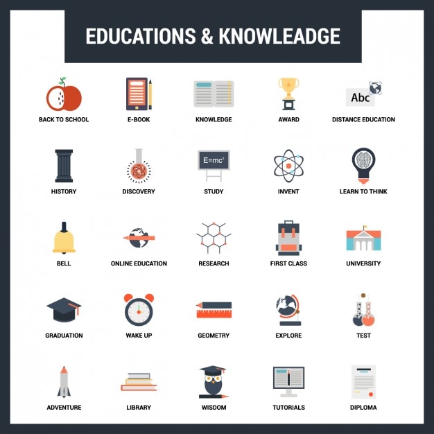 Set de iconos planos de educación