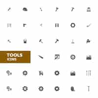 Vector gratuito set de iconos planos de herramientas