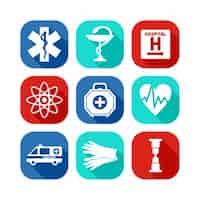 Vector gratuito set de iconos planos médicos