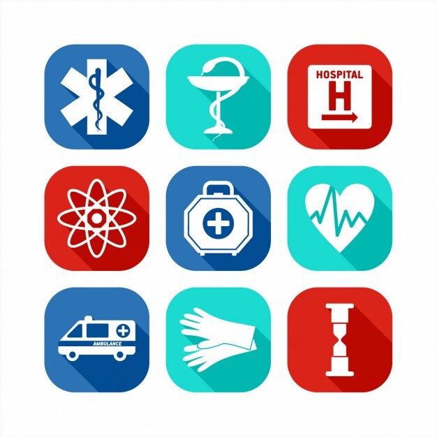 Set de iconos planos médicos