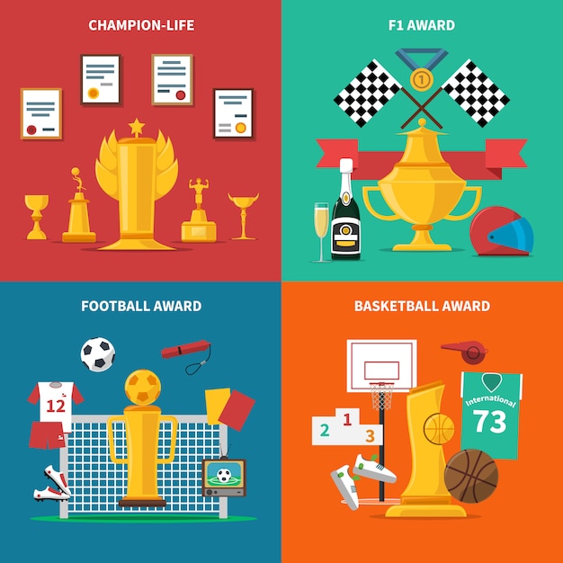 Vector gratuito set de iconos de premios deportivos