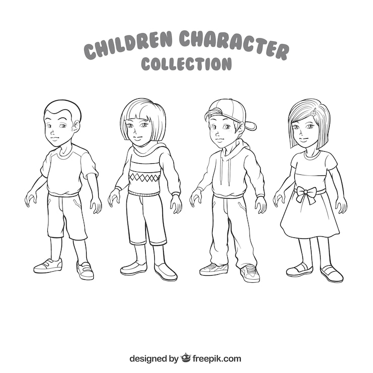 Vector gratuito set de ilustraciones de niños