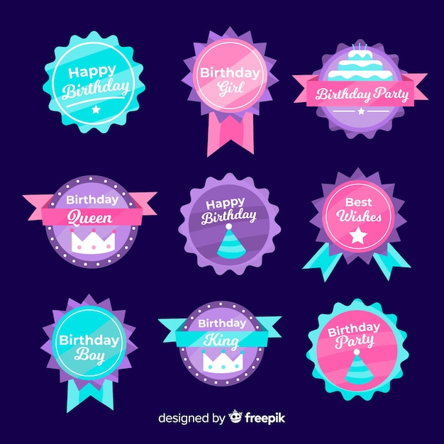 Vector gratuito set de insignias de cumpleaños