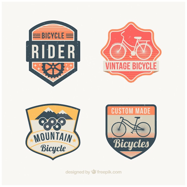 Vector gratuito set de insignias decorativas de bicicletas