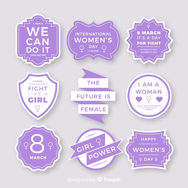 Vector gratuito set de insignias del día internacional de la mujer