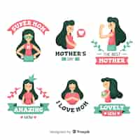 Vector gratuito set de insignias del día de la madre