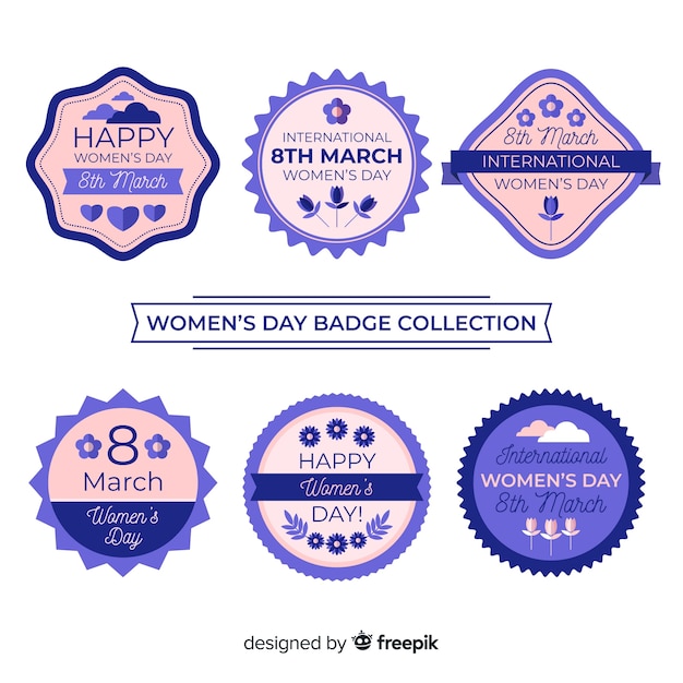 Vector gratuito set de insignias del día de la mujer