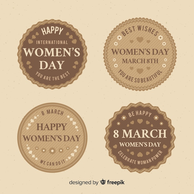 Vector gratuito set de insignias del día de la mujer