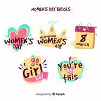 Vector gratuito set de insignias del día de la mujer