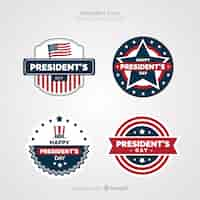 Vector gratuito set de insignias del día del presidente