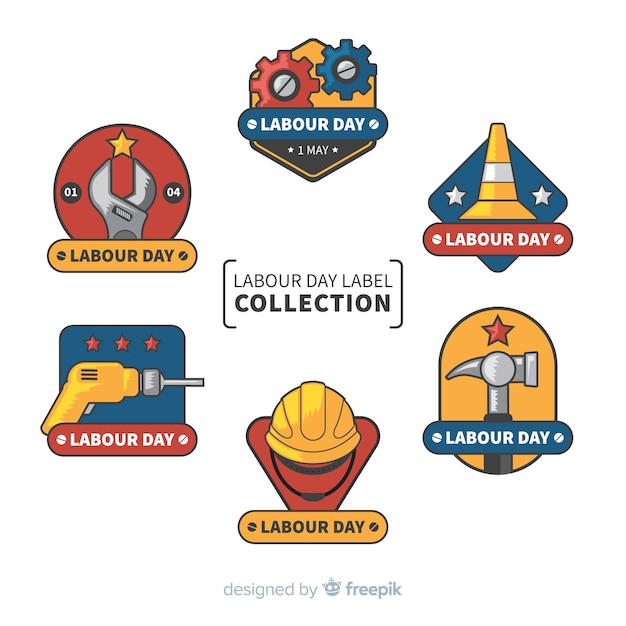 Vector gratuito set de insignias del día del trabajo