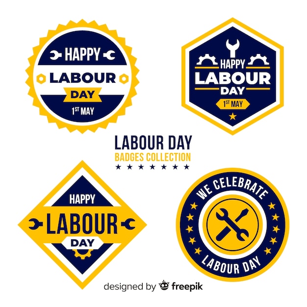 Vector gratuito set de insignias del día del trabajo