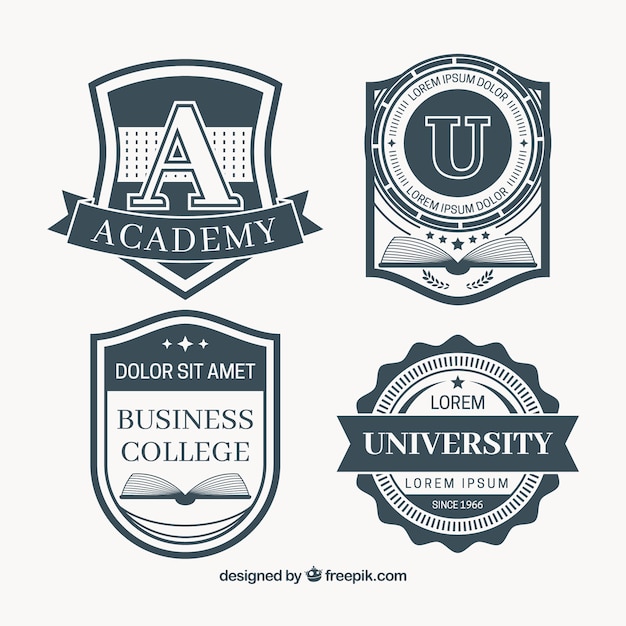 Set de insignias de educación en estilo vintage 