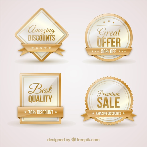 Set de insignias elegantes de ofertas