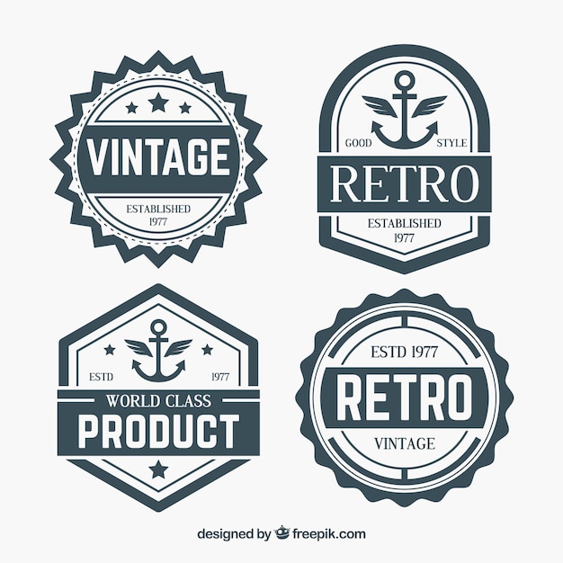 Vector gratuito set de insignias en estilo vintage