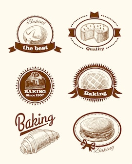 Set de insignias de panadería en estilo vintage