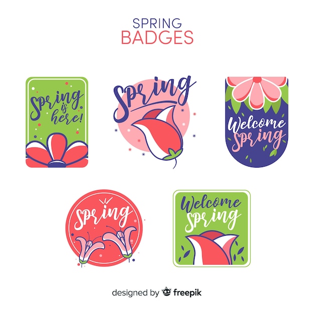 Vector gratuito set de insignias primaverales