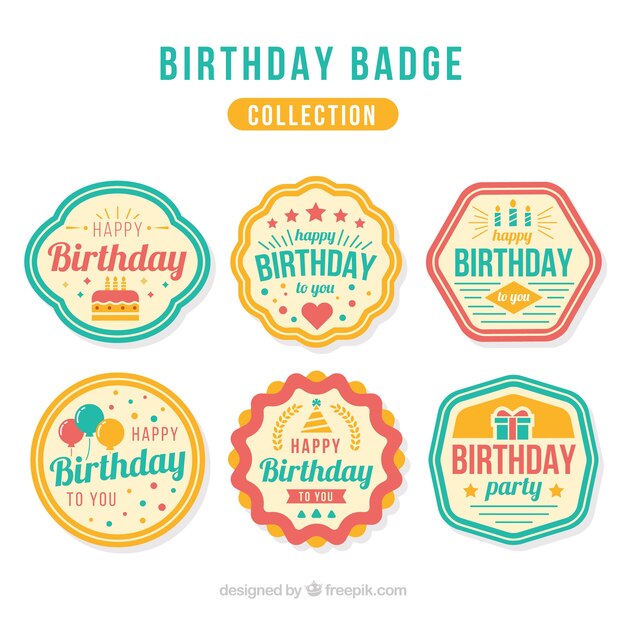 Set de insignias retro de cumpleaños 