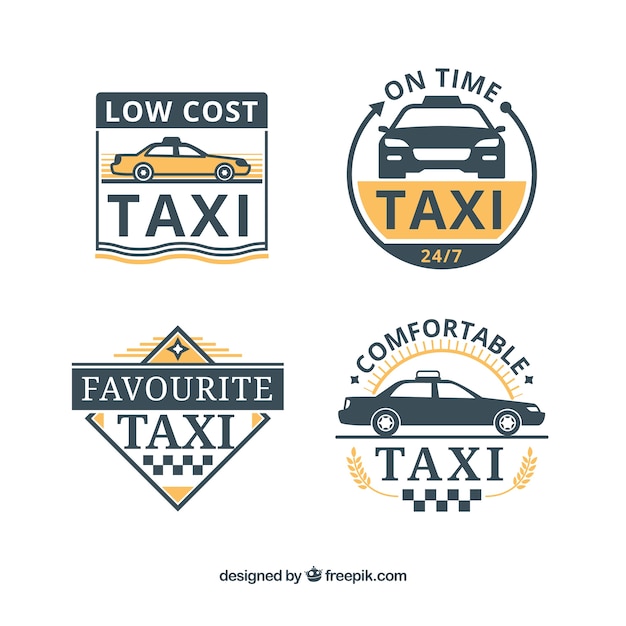 Set de insignias de taxi en diseño plano