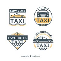 Vector gratis set de insignias de taxi en diseño plano